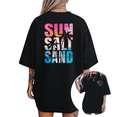 thumbnail image 1 of Women's "Sun Salt Sand" Palm Tree Beach Graphic T Shirt Tropical Summer Vacation Print Casual Short Sleeve Round Neck Top Black S-5XL, 1 of 5