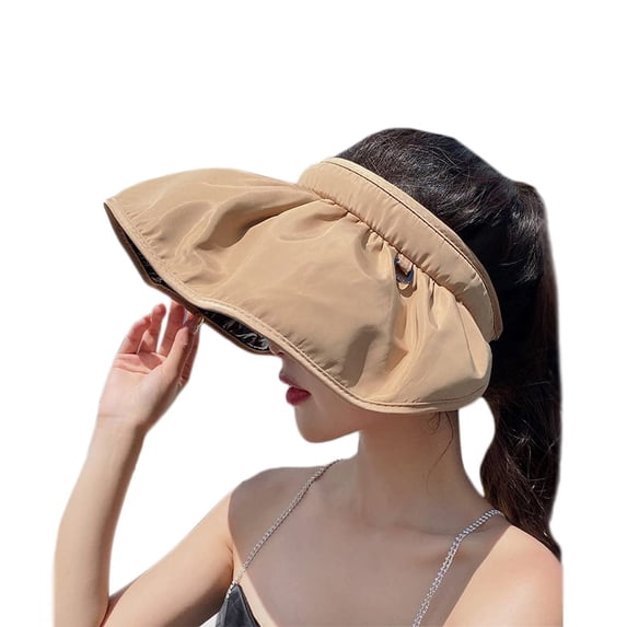 Women's Sun Visor Foldable Sun Hat Wide Brim Summer UV Protection Beach Hat
