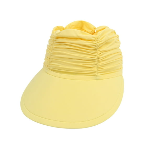 Women's Sun Visor Hat Wide Brim Summer UPF 50+ Visor Hat Adjustable Beach Sport Visor Cap,Color:Yellow