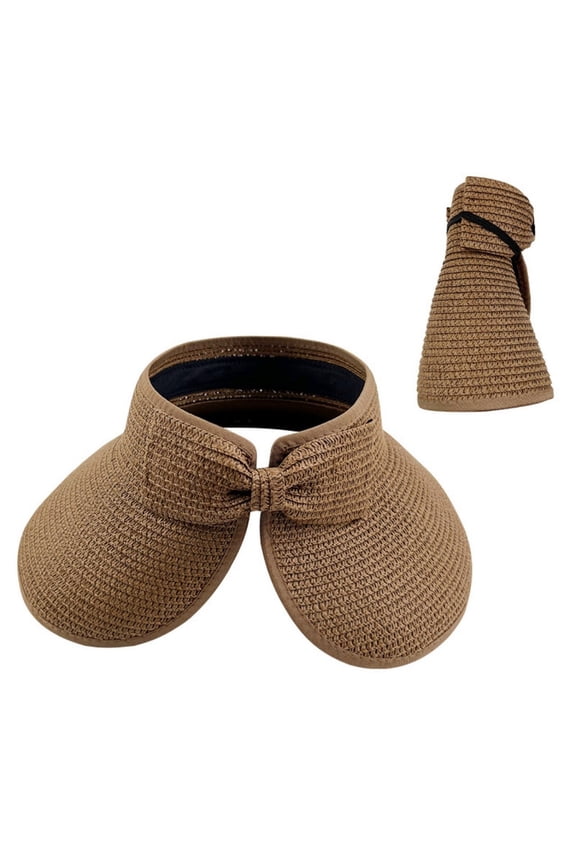 Women's Sun Visor Hats Wide Brim Straw Beach Hat Ponytail Hats for Foldable Wide Brim Ponytail Summer Hats Packable Travel