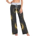 thumbnail image 1 of Women's Sun and Moon in Starry Sky Pajama Pants, Casual Pajama Bottoms Lounge Pants Wide Leg, 1 of 7
