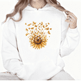 thumbnail image 1 of Women's Sunflower Butterfly Printed Crew Neck Cotton Hooded Long-Sleeved White S-2XL, 1 of 6