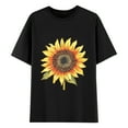 thumbnail image 1 of Women's Sunflower T-Shirts Loose Fit Round Neck Short Sleeve Plus Size Base Tees Cute Graphic Tshirts (XL, Black), 1 of 3