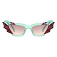 thumbnail image 1 of Women's Sunglasses Crystal Gem Cut Geometric Trapezoid Cat Eye Frame UV 400 Mint, 1 of 4