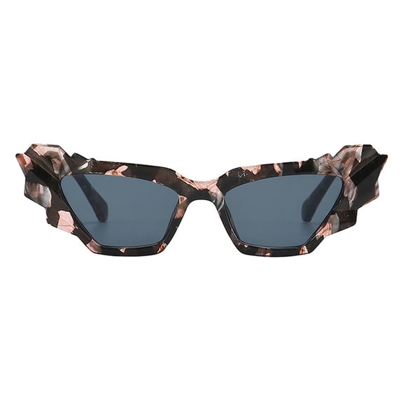 Women's Sunglasses Crystal Gem Cut Geometric Trapezoid Cat Eye Frame UV400 Brown