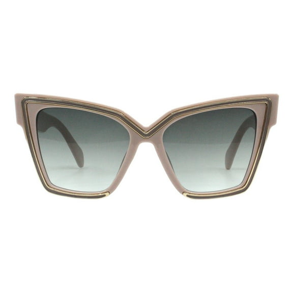 Women's Sunglasses Oversized Butterfly Square Cat Eye Gold Outline UV400 Beige
