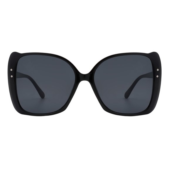 Women's Sunglasses Oversized Square Butterfly Frame UV 400 Black, Black
