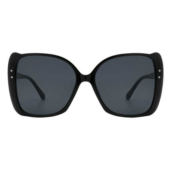 Women's Sunglasses Oversized Square Butterfly Frame UV 400 Black, Black