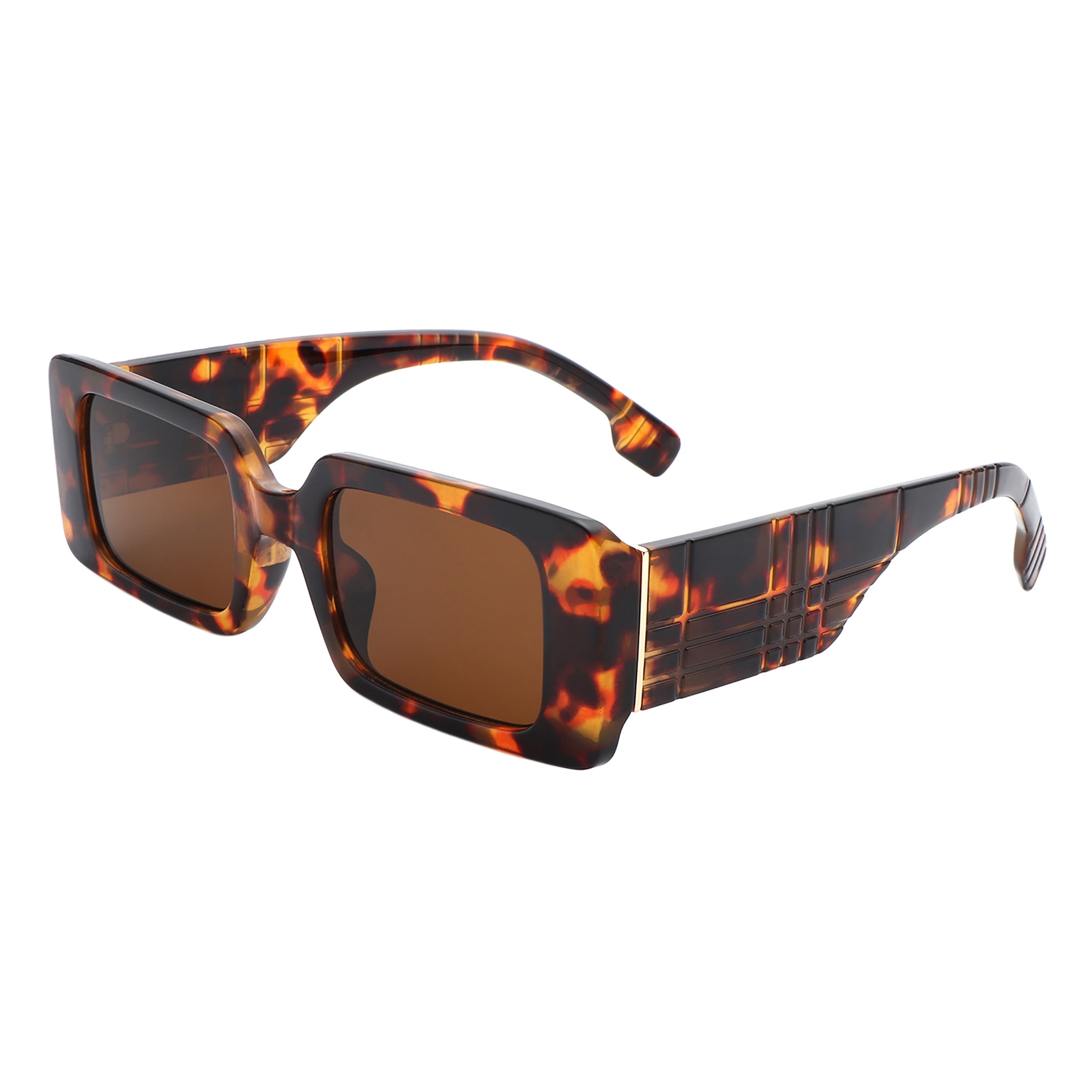 Retro Rectangular Tortoise Sunglasses Tortoise Retro-Vintage Acetate Rectangle Tinted Sunglasses  main image 2