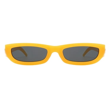 Women's Sunglasses Skinny Thin Oval Rectangular Frame Gold Accent UV400 Orange