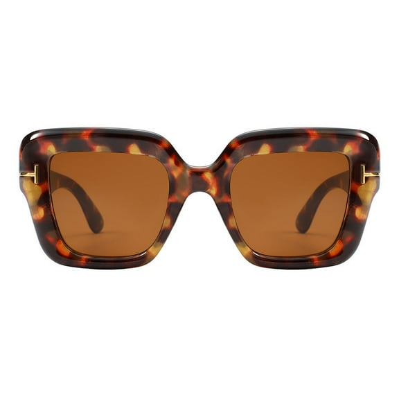 Women's Sunglasses Square Trapezoid Shape Thick Bold Frame UV400 Tortoise, Brown