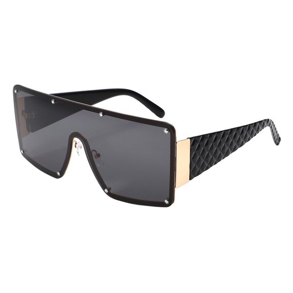Women's Sunglasses Studded Oversized Square Mono Lens Fashion UV400 Black, Black