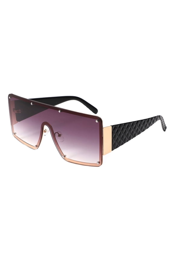 Women's Sunglasses Studded Oversized Square Mono Lens Fashion UV400 Black, Smoke