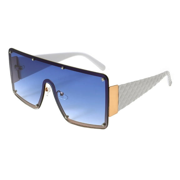 Women's Sunglasses Studded Oversized Square Mono Lens Fashion UV400 White, Blue