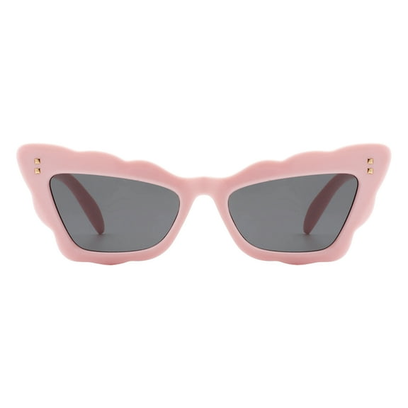 Women's Sunglasses Trapezoid Cat Eye Butterfly Scalloped Edges UV400 Pink, Black