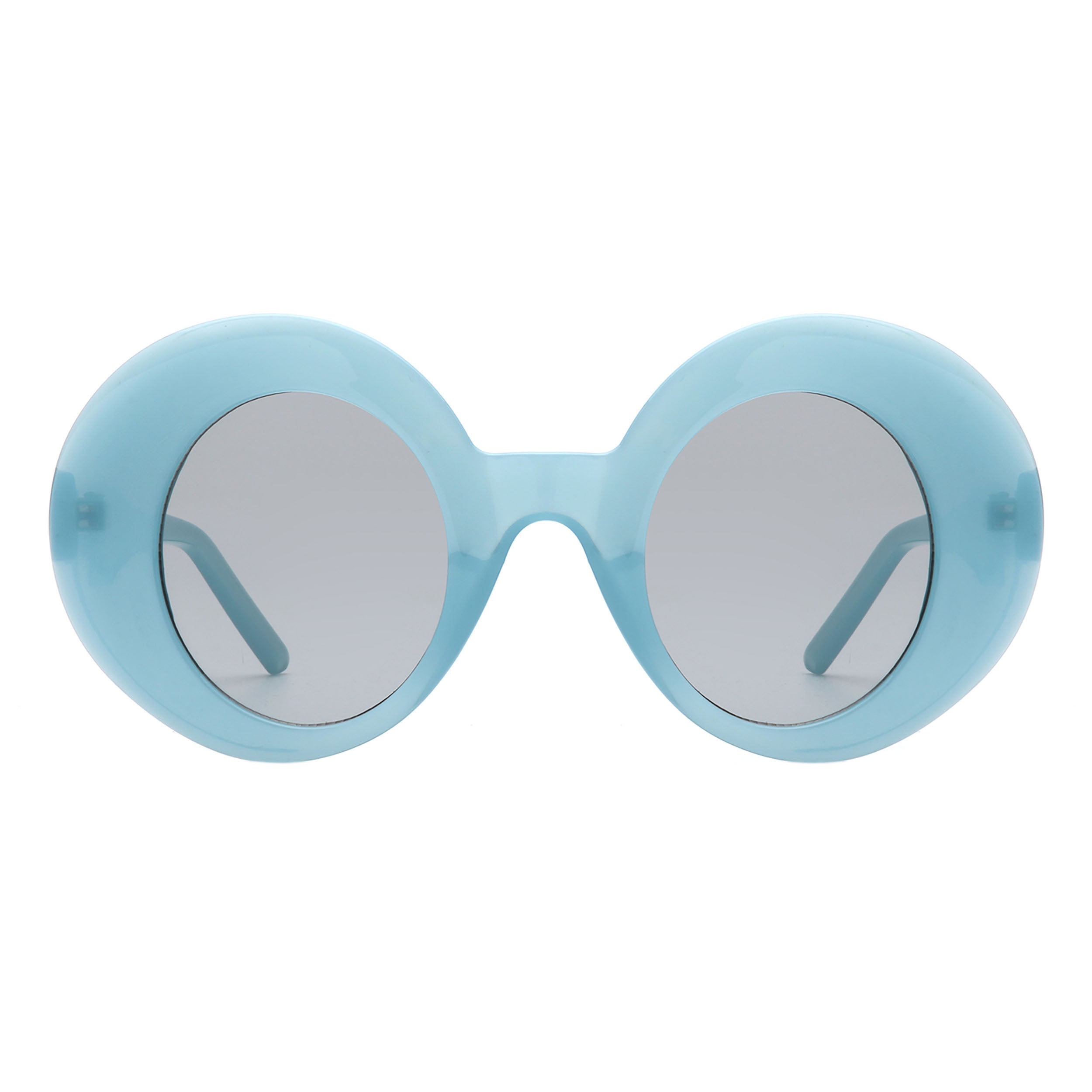 Womens Blue Oversized Round Sunglasses Black Geek-Chic Oversized Round Tinted Sunglasses with Blue  main image 4