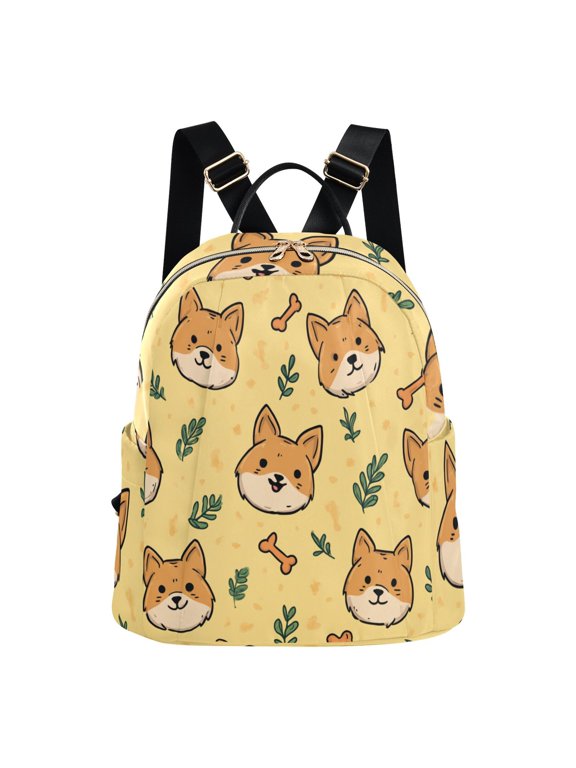 Women's Sunny Shiba Buddies Backpack 16L, Water Resistant Anti-theft Casual Daypack, Lightweight Shoulder Bag for Travel Work Daily Commute