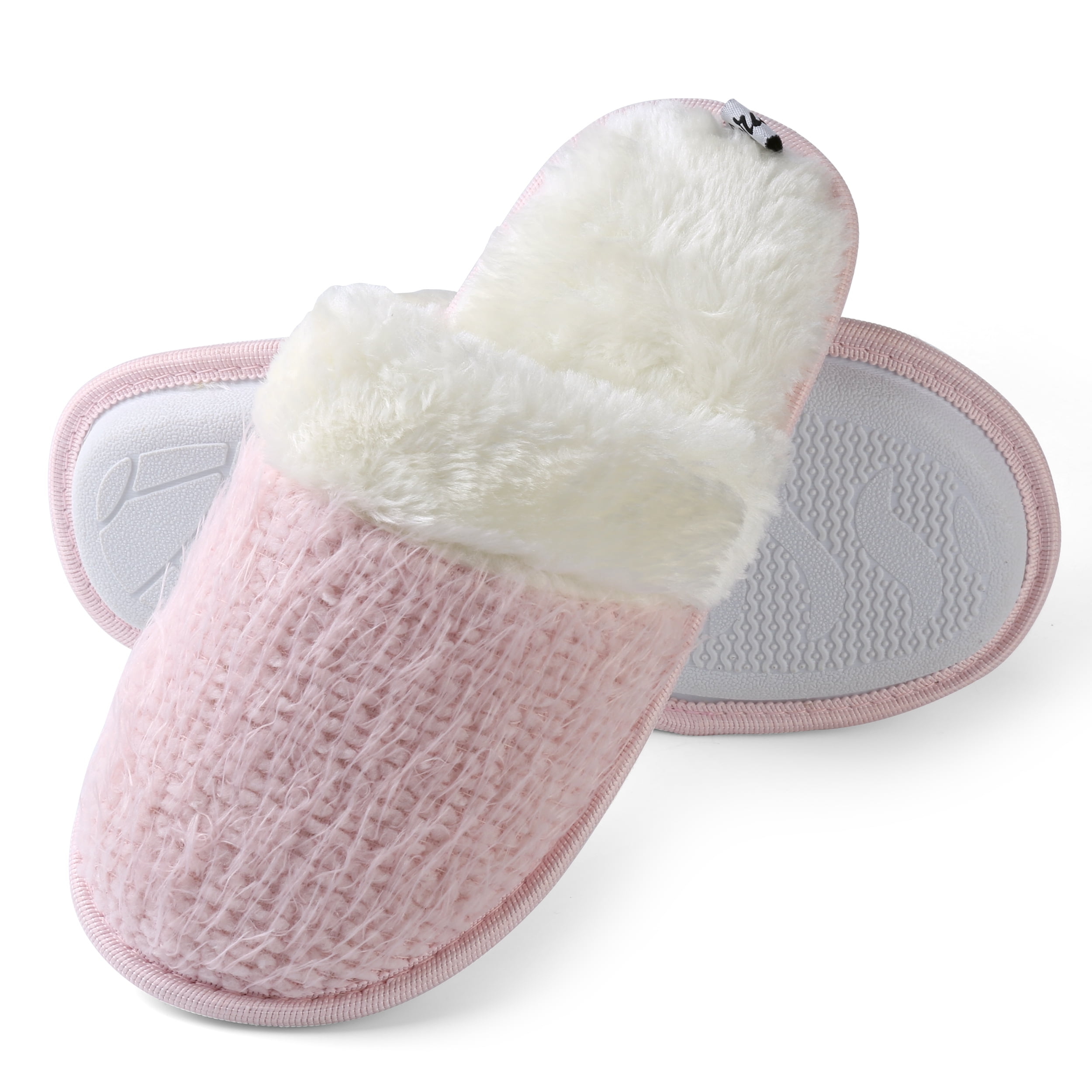 Women’s Sunrise Woven Plush Slippers – Warm Memory Foam Footbed with Non-Slip Rubber Sole for Indoor/Outdoor & Spa Use