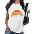 thumbnail image 1 of Women's Sunset Forest Graphic Comfortable T Shirt Casual Cotton Short Sleeve Round Neck Top White S-5XL, 1 of 5
