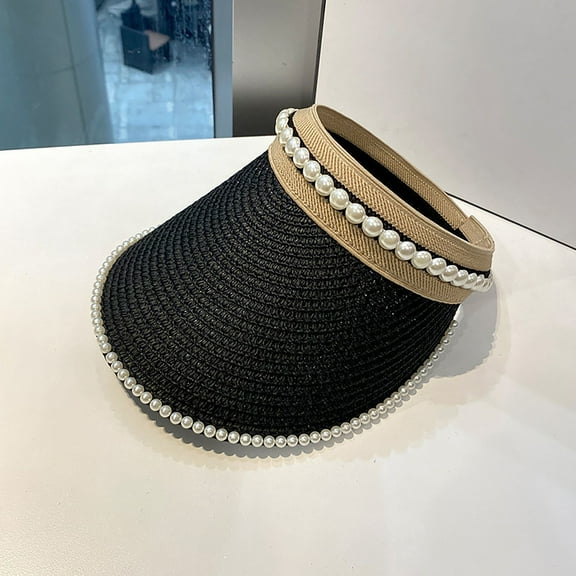 Women's Sunshade Hat Visor Beach Hat Packable Hat Sun Hat With Decoration Pearl Summer