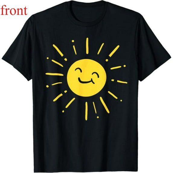 Women's Sunshine Smile Tee Casual Cute Summer Love Graphic Vacation Top Short Sleeve Round Neck Black S-5XL