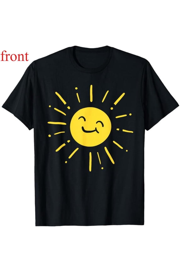 Women's Sunshine Smile Tee Cotton Cute Summer Love Graphic Vacation Top Short Sleeve Round Neck Black S-5XL