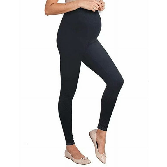 Women's Super Comfy Stretch Maternity Leggings LM48224X 21201 BLACK/YELL 1X