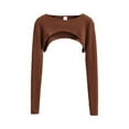 thumbnail image 1 of Women's Super Cropped Sweater Boleros Shrugs Casual Long Sleeve Ribbed Pullover Tops Crew Neck Crop Tops Gifts, 1 of 19