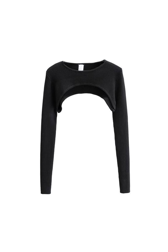 Women's Super Cropped Sweater Boleros Shrugs Casual Long Sleeve Ribbed Pullover Tops Crew Neck Crop Tops Gifts