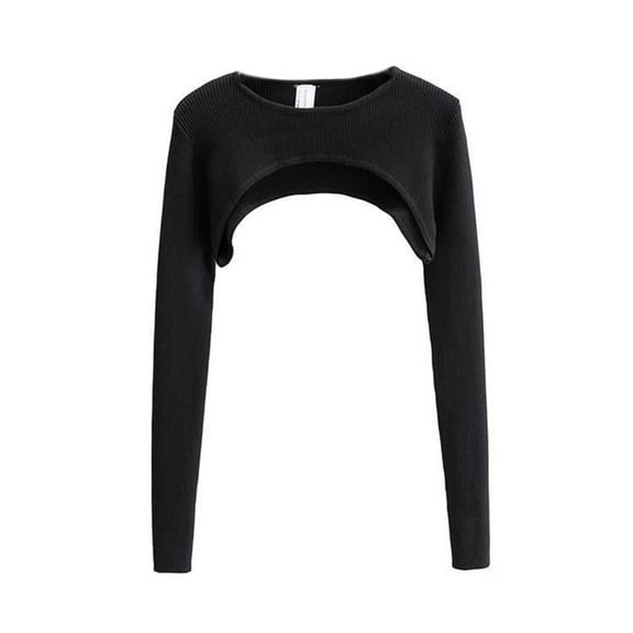 Women's Super Cropped Sweater Boleros Shrugs Casual Long Sleeve Ribbed Pullover Tops Crew Neck Crop Tops Gifts
