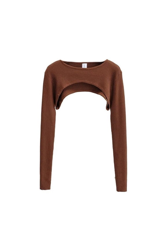 Women's Super Cropped Sweater Boleros Shrugs Casual Long Sleeve Ribbed Pullover Tops Crew Neck Crop Tops Gifts