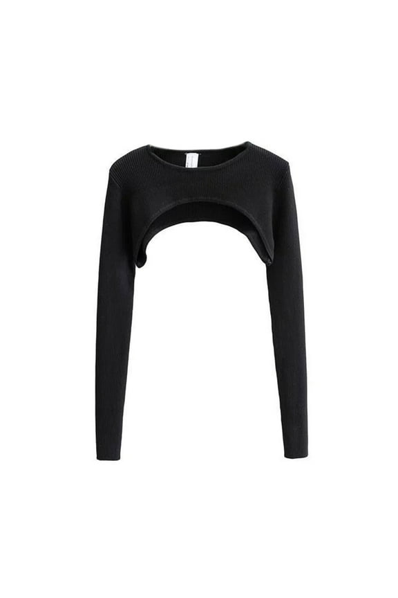 Women's Super Cropped Sweater Boleros Shrugs Casual Long Sleeve Ribbed Pullover Tops Neck Crop Tops Gifts