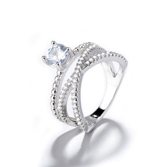 Women's Super Flash Eight Hearts Arrows Zircon Diamond Double Layer Ring