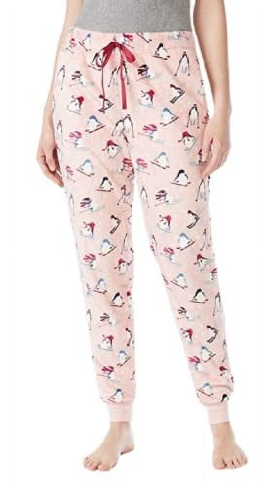 Women's Super Fleece Jogger Sleep Pant with Ski Penguin Print, XL