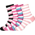 thumbnail image 1 of Women's Super Fuzzy Crazy Colorful Fun Cute Cozy Striped Socks - 4 Pairs - Assortment S0-1, 1 of 5