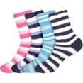 thumbnail image 1 of Women's Super Fuzzy Crazy Colorful Fun Cute Cozy Striped Socks - 4 Pairs - Assortment S0-2, 1 of 5
