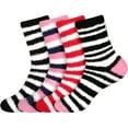 thumbnail image 1 of Women's Super Fuzzy Crazy Colorful Fun Cute Cozy Striped Socks - 4 Pairs - Assortment S0-3, 1 of 5