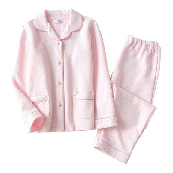 Women's Super Soft Comfy Pajamas Sets Buttons Lapel V Neck Tops with Pants 2pc Cotton Sleepwear Loungewear Pjs with Pockets Pink,XL