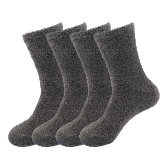 BambooMN Women's Super Soft and Cozy Feather Light Fuzzy Socks - Railroad Gray - Extra Large - 4 Pairs