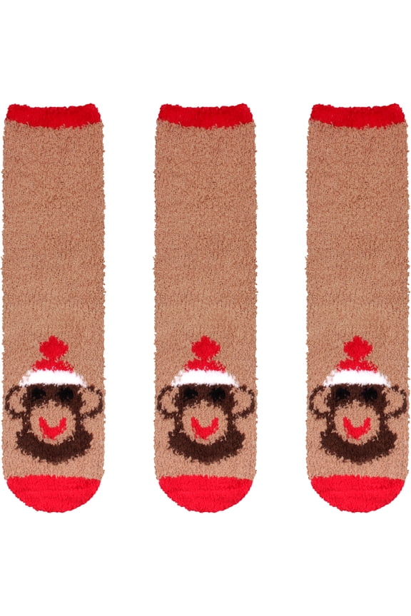 Women's Super Soft Warm Microfiber Fuzzy Cozy Animal Socks, 07 Monkey - 3 Pairs Value Pack