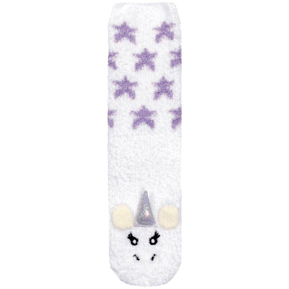 BambooMN Women's Fuzzy Unicorn Crew Socks - 02 Star Unicorn - One Size - 1 Pair
