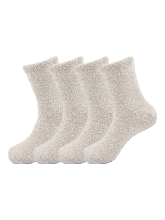 Women's Super Soft and Cozy Feather Light Fuzzy Socks - Soft Gray - 4 Pairs