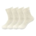 thumbnail image 1 of BambooMN Women's Super Soft and Cozy Feather Light Fuzzy Socks - Cream White - 4 Pairs, 1 of 4