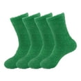 thumbnail image 1 of BambooMN Women's Super Soft and Cozy Feather Light Fuzzy Socks - Leafy Green - 4 Pairs, 1 of 4