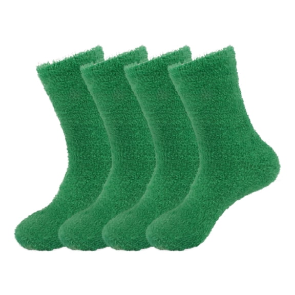 BambooMN Women's Super Soft and Cozy Feather Light Fuzzy Socks - Leafy Green - 4 Pairs