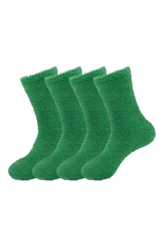 Women's Super Soft and Cozy Feather Light Fuzzy Socks - Leafy Green - 4 Pairs