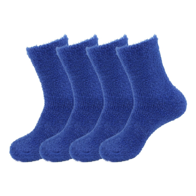 Women's Super Soft and Cozy Feather Light Fuzzy Socks - Oceans Blue - 4  Pair Value Pack
