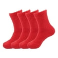 thumbnail image 1 of BambooMN Women's Super Soft and Cozy Feather Light Fuzzy Socks - Valentine Red - 4 Pairs, 1 of 4