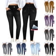 thumbnail image 1 of Women's Super Stretchy Skinny Jeans Classic High Waisted Slim Fit Imitation Denim Pants Work Pants Purple XL(XL), 1 of 9