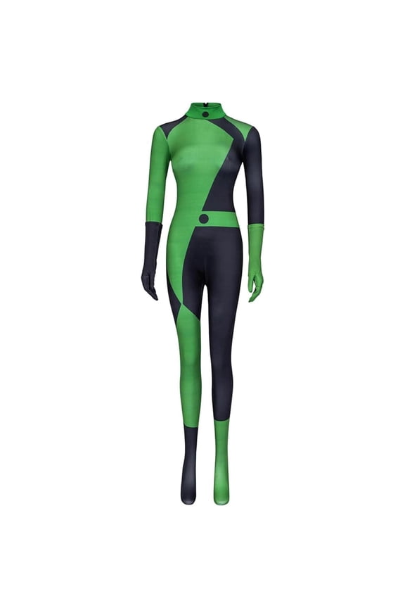 Women's Super Villains Shego Bodysuit Jumpsuit with Gloves
